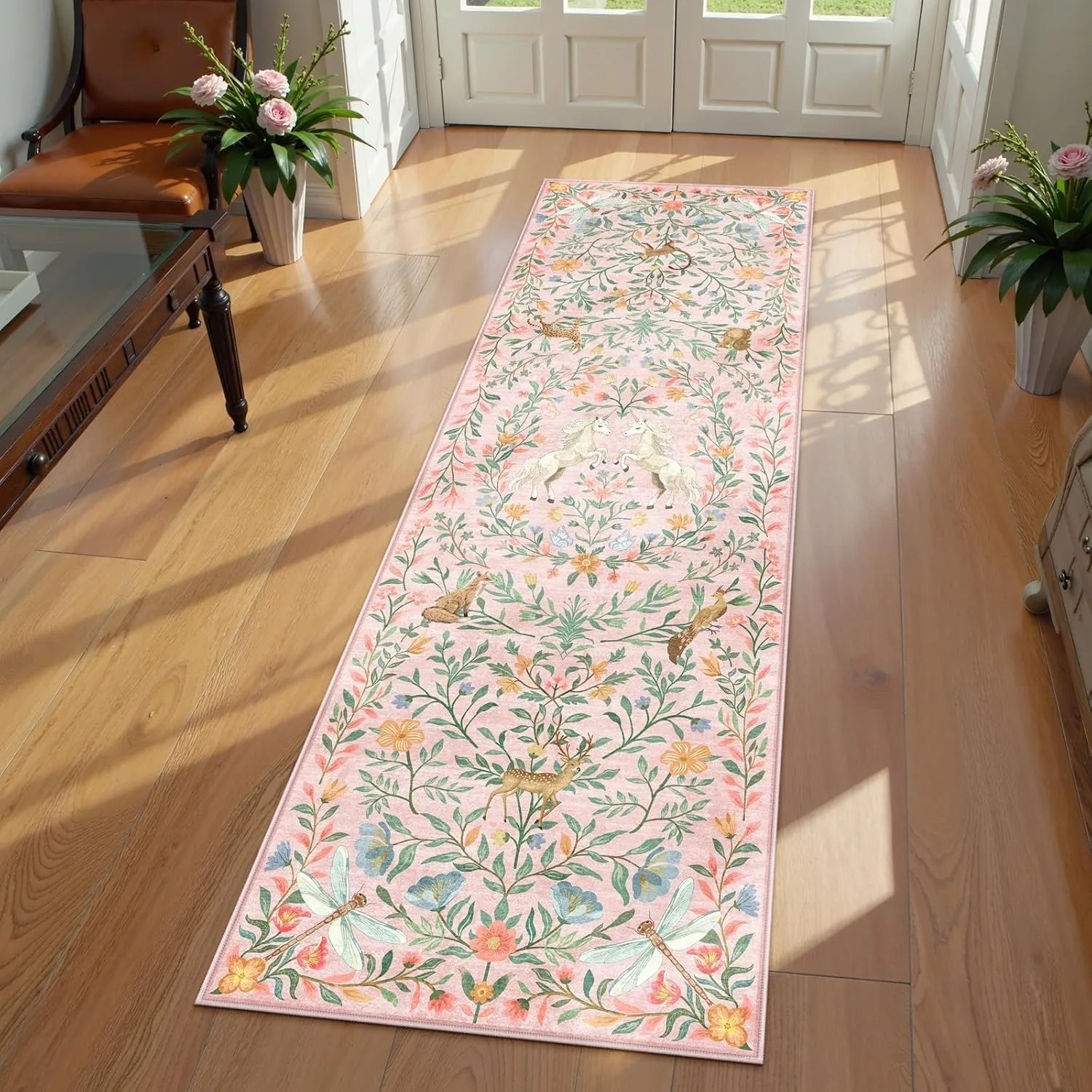 Lighting Bug Decor - Tappeto runner a tema fiore di