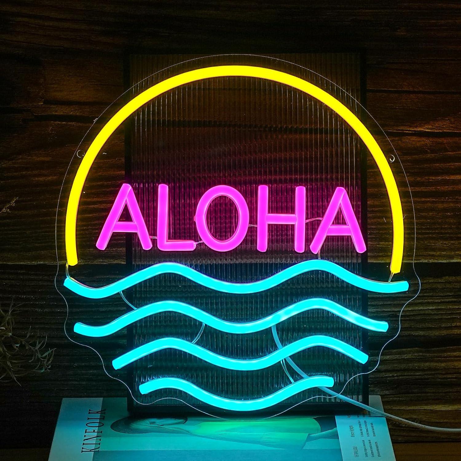 Insegna al neon Aloha Sunset W - Lighting Decor Rentals recensione e prezzo